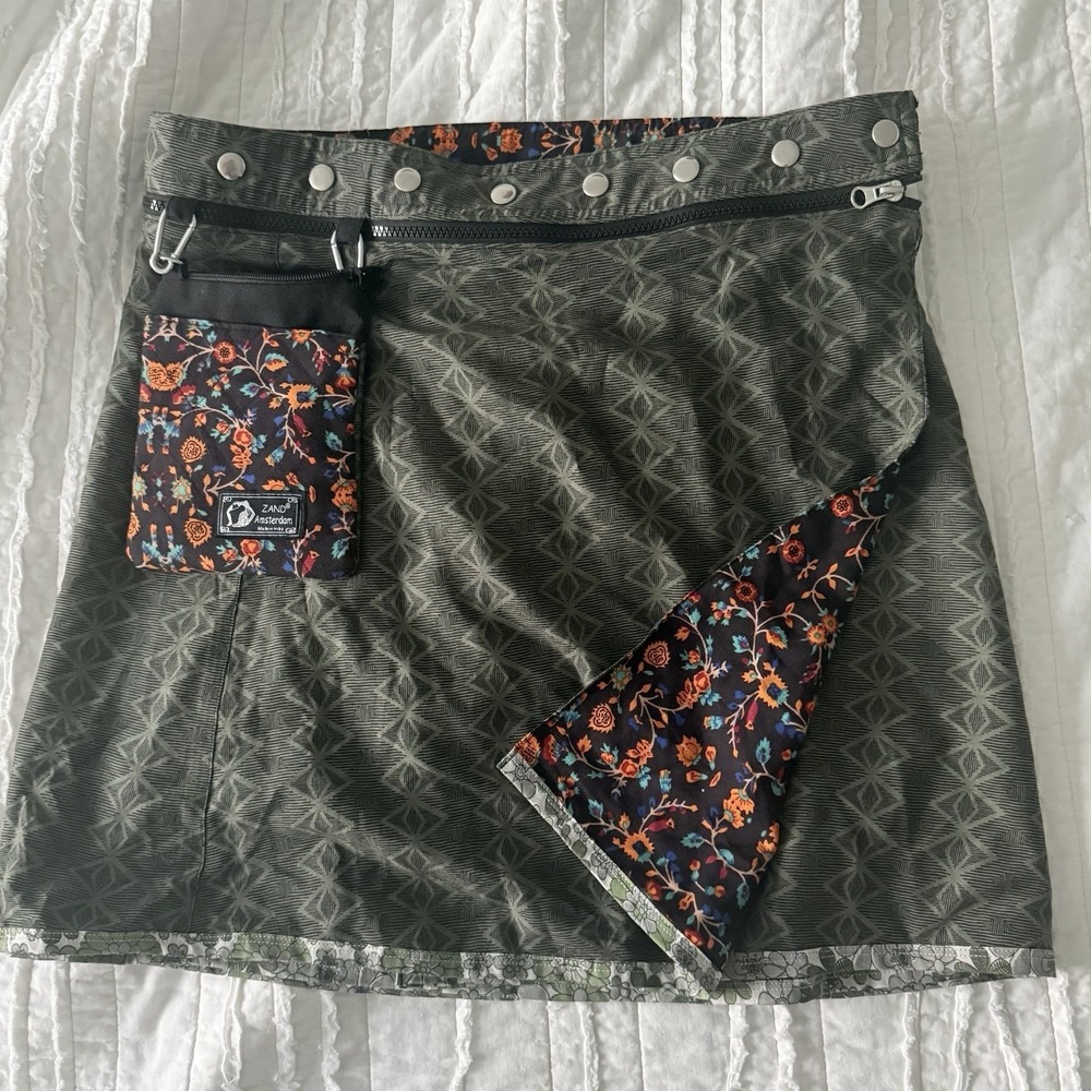 Zand Amsterdam Reversible Skirt OS Floral Boho Cabin Whimsical Scandi Indie GORP - Picture 3 of 8